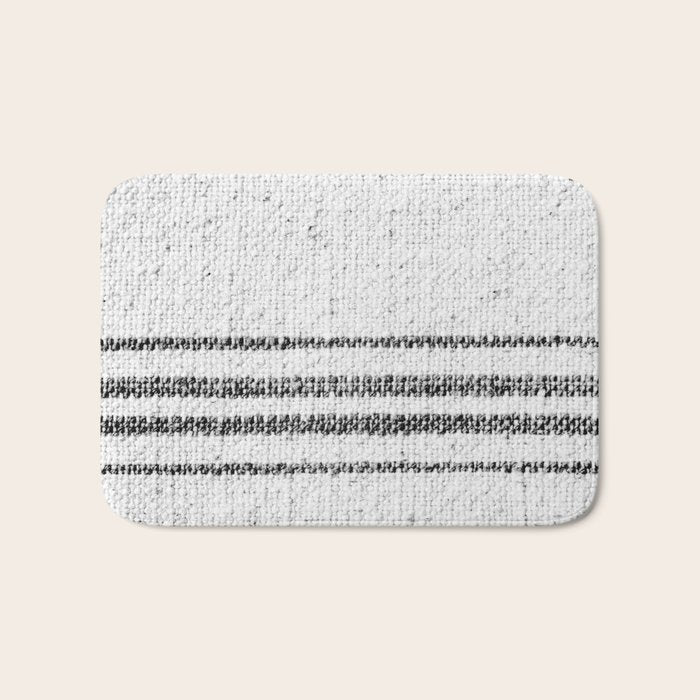 Farmhouse Grain Sack Black Stripes Bath Mat Gallery Image 1