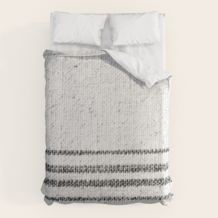 Farmhouse Grain Sack Black Stripes Duvet Cover Gallery Image 1