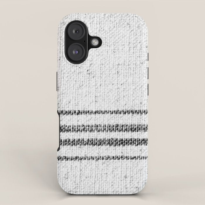 Farmhouse Grain Sack Black Stripes iPhone Case Gallery Image 1