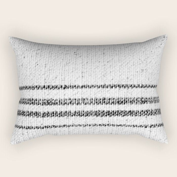 Farmhouse Grain Sack Black Stripes Rectangular Pillow Gallery Image 2