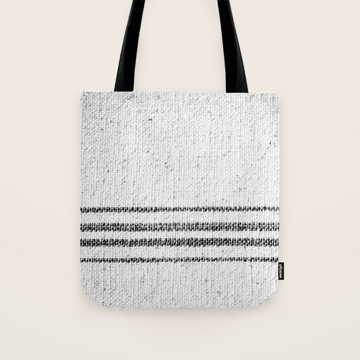 Farmhouse Grain Sack Black Stripes Tote Bag Gallery Image 1