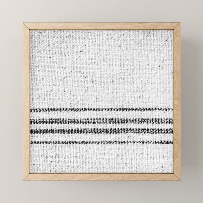 Farmhouse Grain Sack Black Stripes Mini Art Print Gallery Image 1