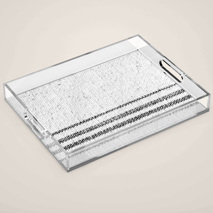 Farmhouse Grain Sack Black Stripes Acrylic Tray Gallery Image 1