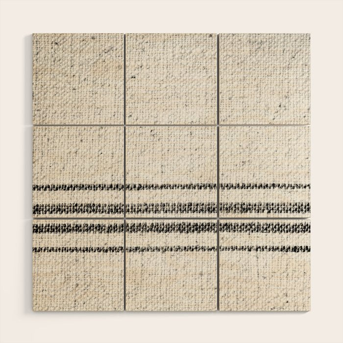 Farmhouse Grain Sack Black Stripes Wood Wall Art Gallery Image 1