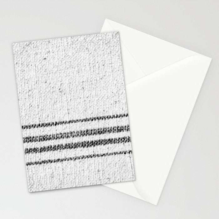 Farmhouse Grain Sack Black Stripes Stationery Card Gallery Image 2