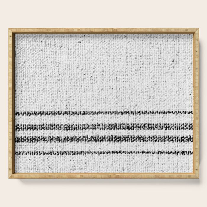 Farmhouse Grain Sack Black Stripes Serving Tray Gallery Image 1