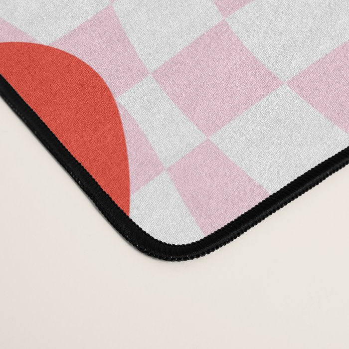 Retro checkered love heart cartoon pattern Desk Mat Gallery Image 4