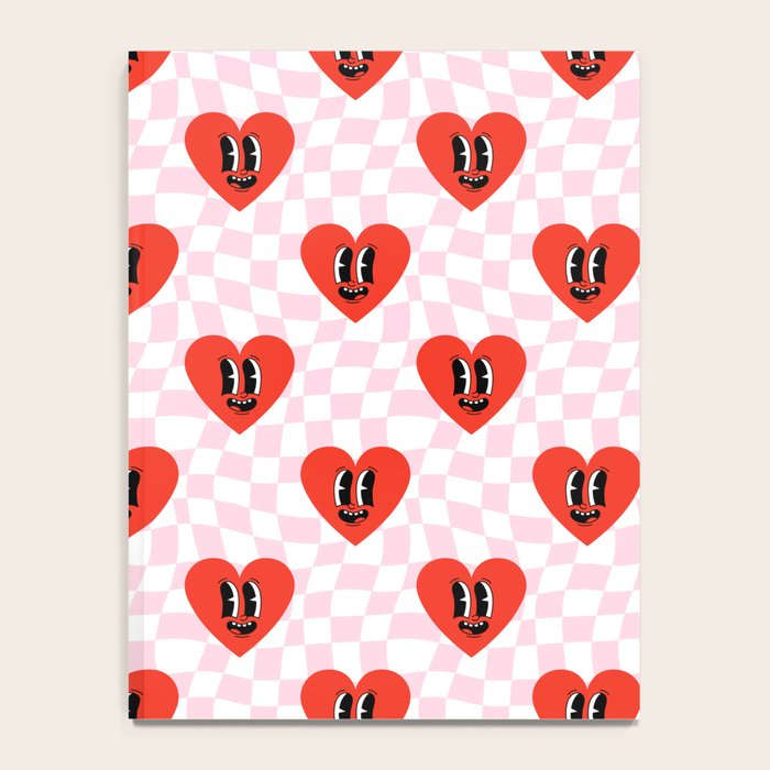 Retro checkered love heart cartoon pattern Notebook Gallery Image 4