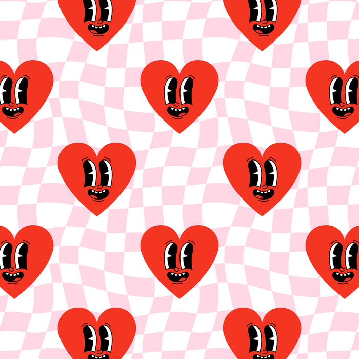 Retro checkered love heart cartoon pattern Coffee Mug Gallery Image 2