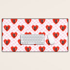 Retro checkered love heart cartoon pattern Desk Mat Gallery Image 1