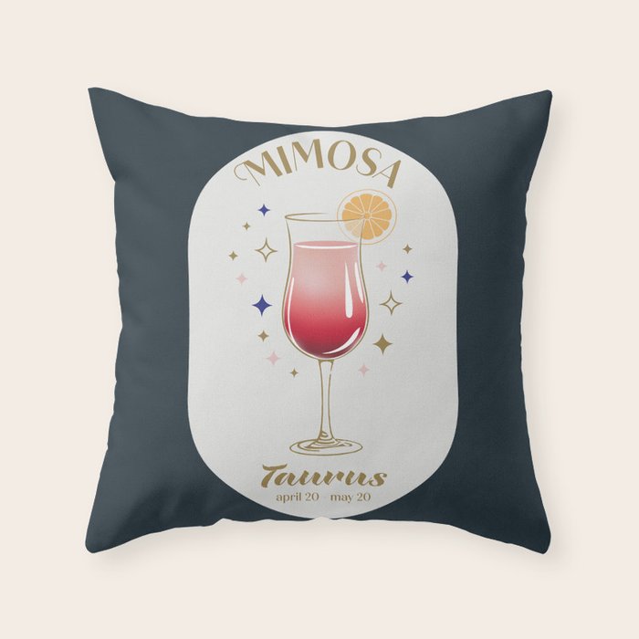 Mimosa Cocktail Zodiac Sign Throw Pillow Gallery Image 1