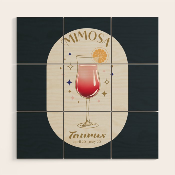 Mimosa Cocktail Zodiac Sign Wood Wall Art Gallery Image 1