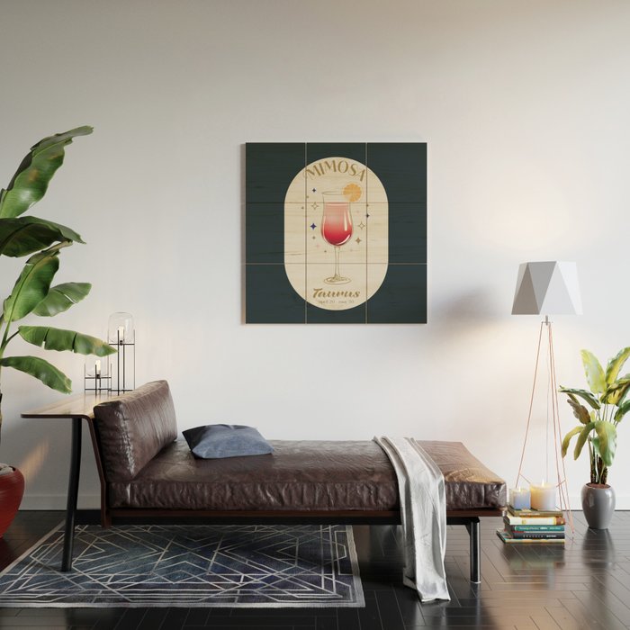 Mimosa Cocktail Zodiac Sign Wood Wall Art Gallery Image 2