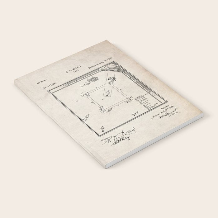 Baseball Patent - Sports Fan Softball Baseball Art - Antique Notebook Gallery Image 1