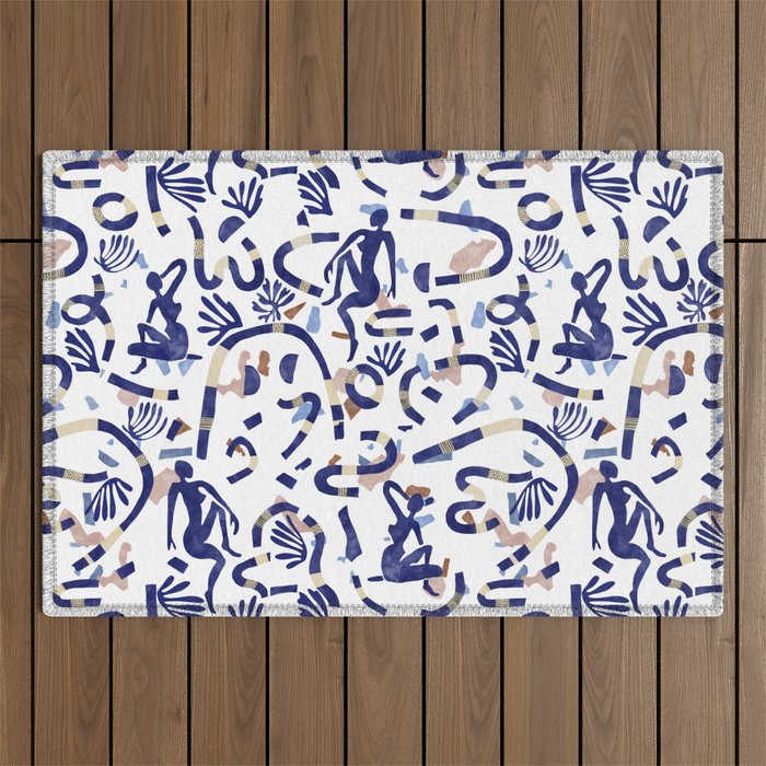 Abstract women between shapes II Outdoor Rug Gallery Image 1