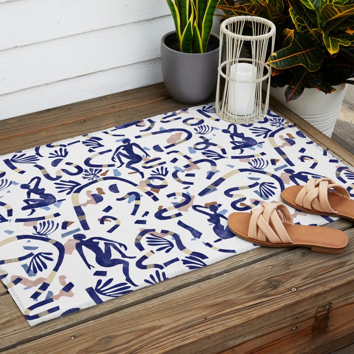 Abstract women between shapes II Outdoor Rug Gallery Image 2