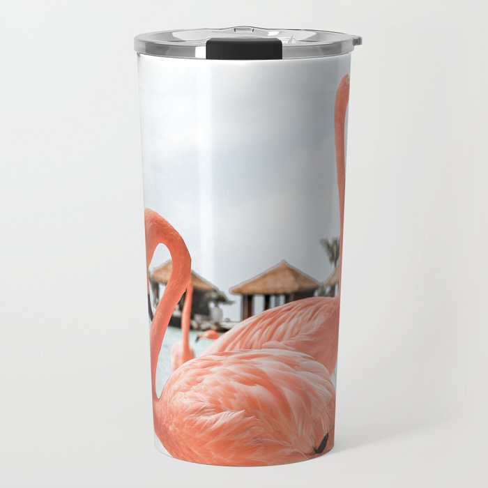 Pink Flamingos On Aruba Island Art Photo | Caribbean Beach Wall Print | Tropical Travel Photography Travel Mug Gallery Image 1