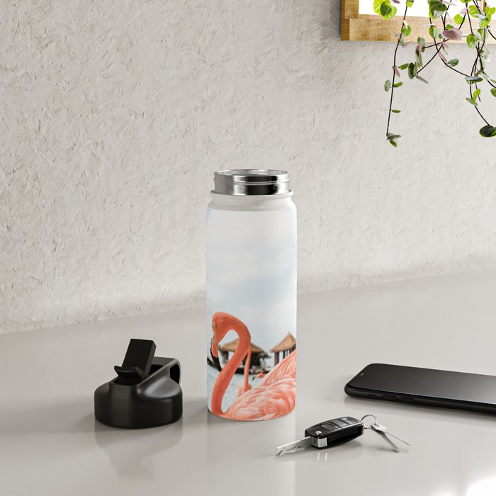 Pink Flamingos On Aruba Island Art Photo | Caribbean Beach Wall Print | Tropical Travel Photography Water Bottle Gallery Image 4