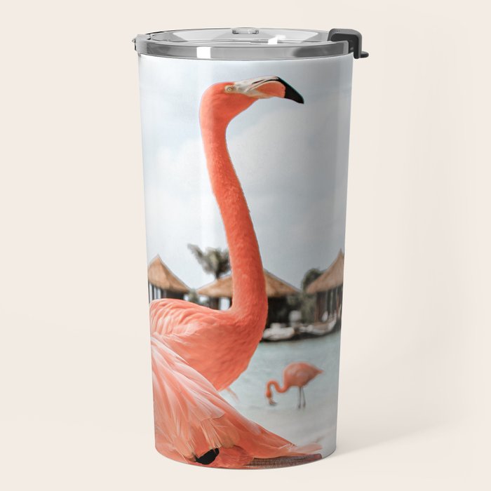 Pink Flamingos On Aruba Island Art Photo | Caribbean Beach Wall Print | Tropical Travel Photography Travel Mug Gallery Image 2