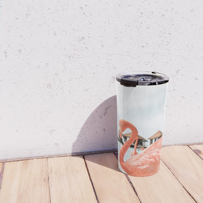 Pink Flamingos On Aruba Island Art Photo | Caribbean Beach Wall Print | Tropical Travel Photography Travel Mug Gallery Image 4