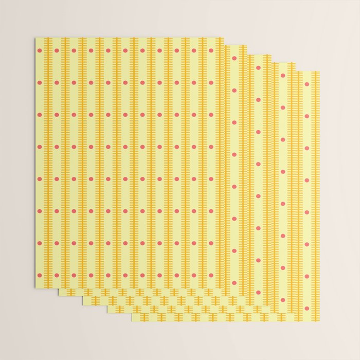 Stripes With Lines and Dots pattern yellow Wrapping Paper Gallery Image 3