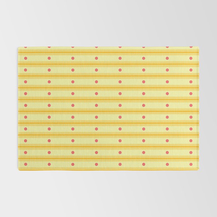 Stripes With Lines and Dots pattern yellow Rug Gallery Image 2