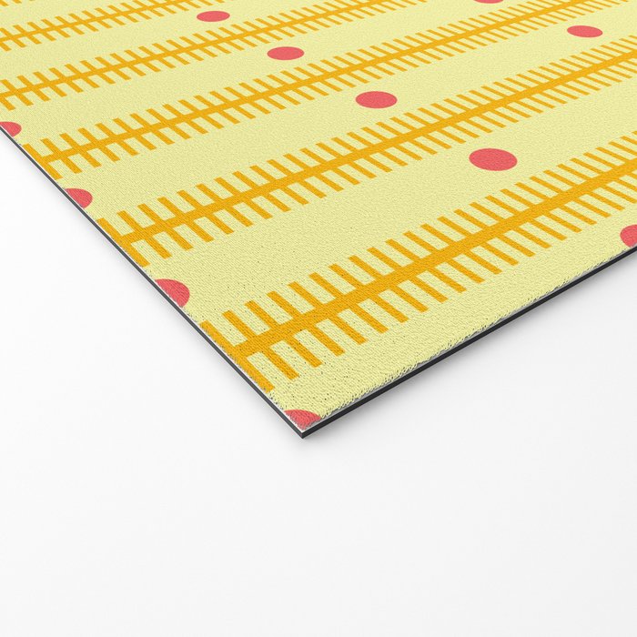 Stripes With Lines and Dots pattern yellow Welcome Mat Gallery Image 2