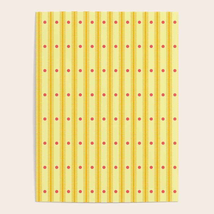 Stripes With Lines and Dots pattern yellow Poster Gallery Image 1