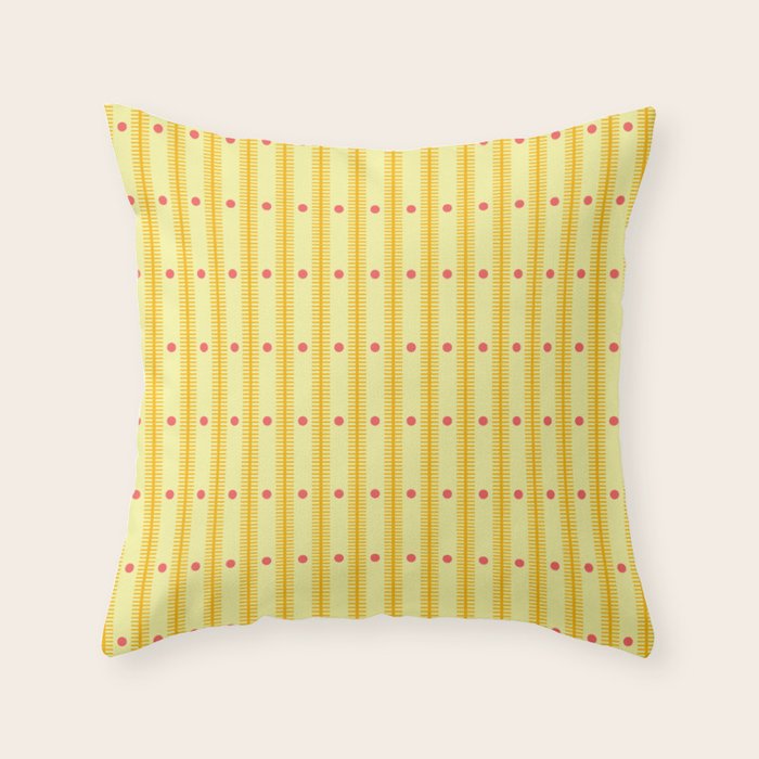 Stripes With Lines and Dots pattern yellow Throw Pillow Gallery Image 6