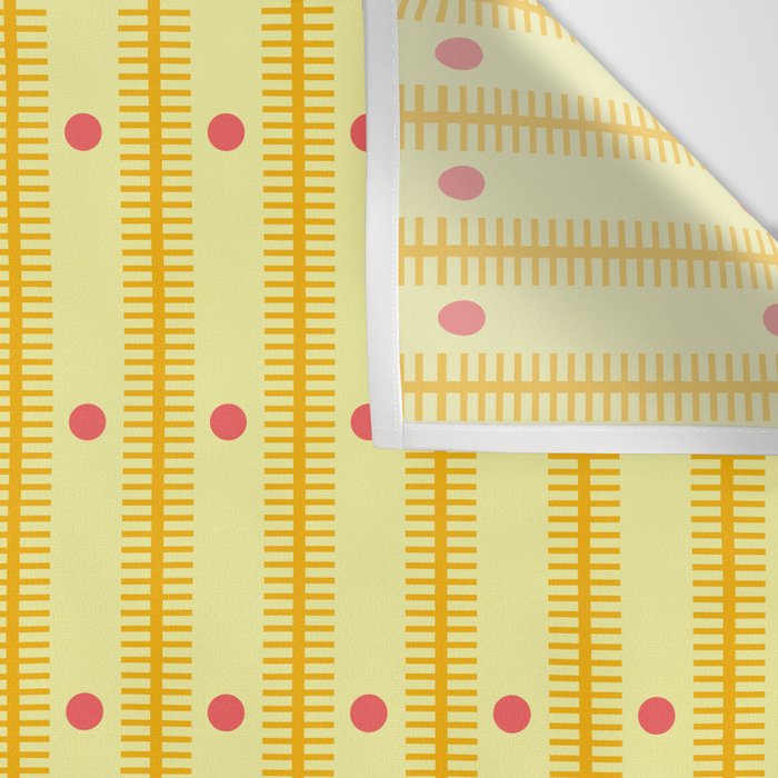 Stripes With Lines and Dots pattern yellow Wall Tapestry Gallery Image 3