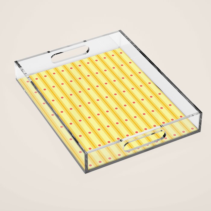 Stripes With Lines and Dots pattern yellow Acrylic Tray Gallery Image 1