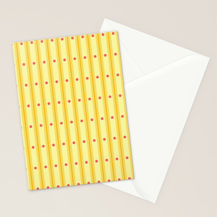 Stripes With Lines and Dots pattern yellow Stationery Card Gallery Image 2