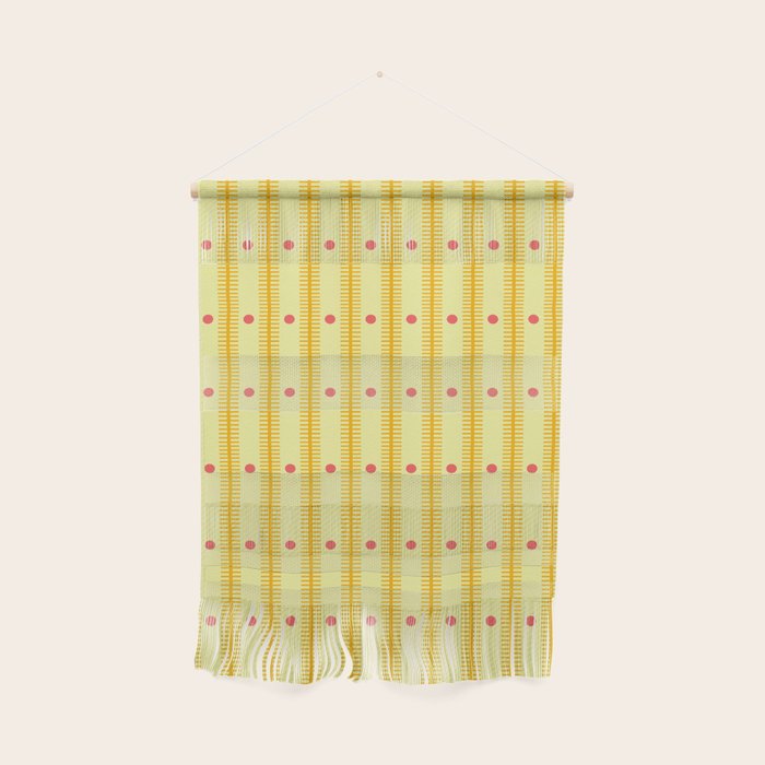 Stripes With Lines and Dots pattern yellow Wall Hanging Gallery Image 1