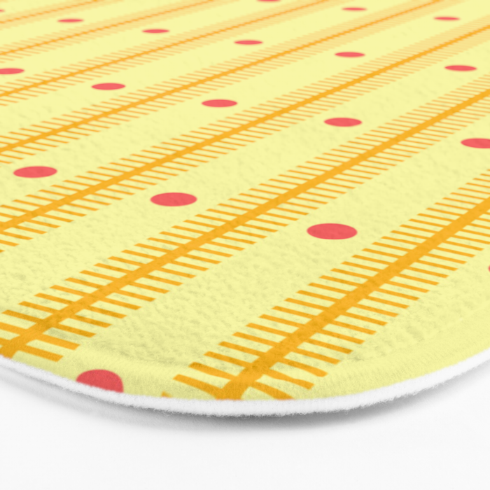 Stripes With Lines and Dots pattern yellow Bath Mat Gallery Image 3