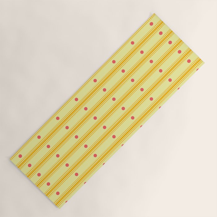Stripes With Lines and Dots pattern yellow Yoga Mat Gallery Image 1