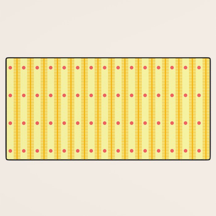 Stripes With Lines and Dots pattern yellow Desk Mat Gallery Image 3