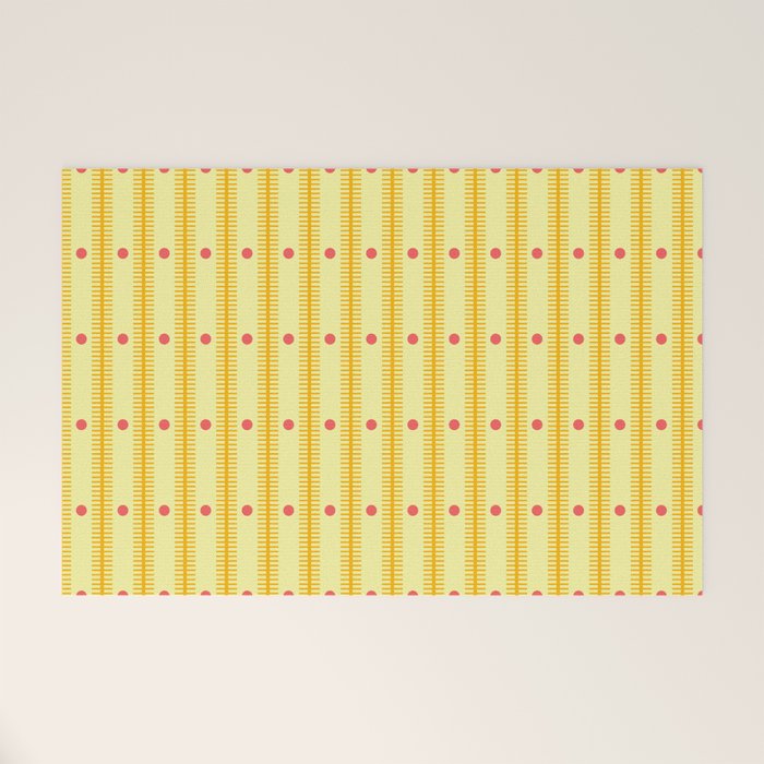Stripes With Lines and Dots pattern yellow Welcome Mat Gallery Image 1