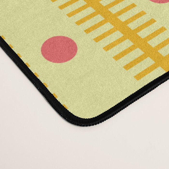 Stripes With Lines and Dots pattern yellow Desk Mat Gallery Image 4
