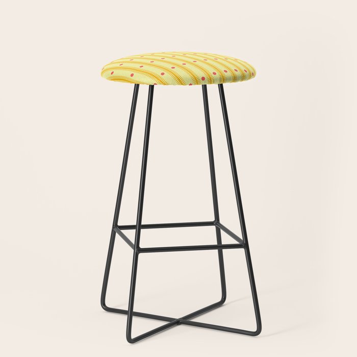 Stripes With Lines and Dots pattern yellow Stool Gallery Image 1