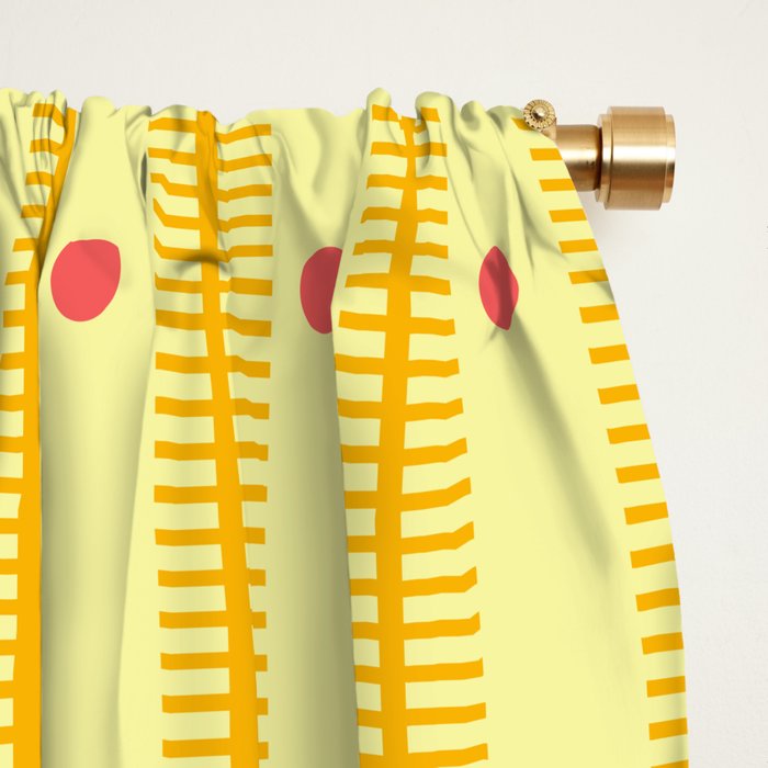 Stripes With Lines and Dots pattern yellow Window Curtain Gallery Image 2
