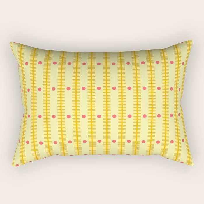 Stripes With Lines and Dots pattern yellow Rectangular Pillow Gallery Image 2