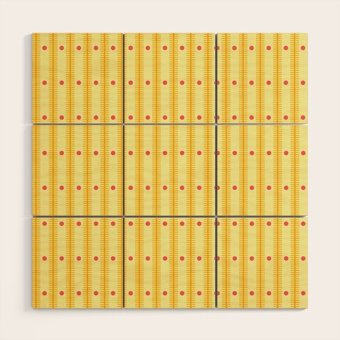 Stripes With Lines and Dots pattern yellow Wood Wall Art Gallery Image 1