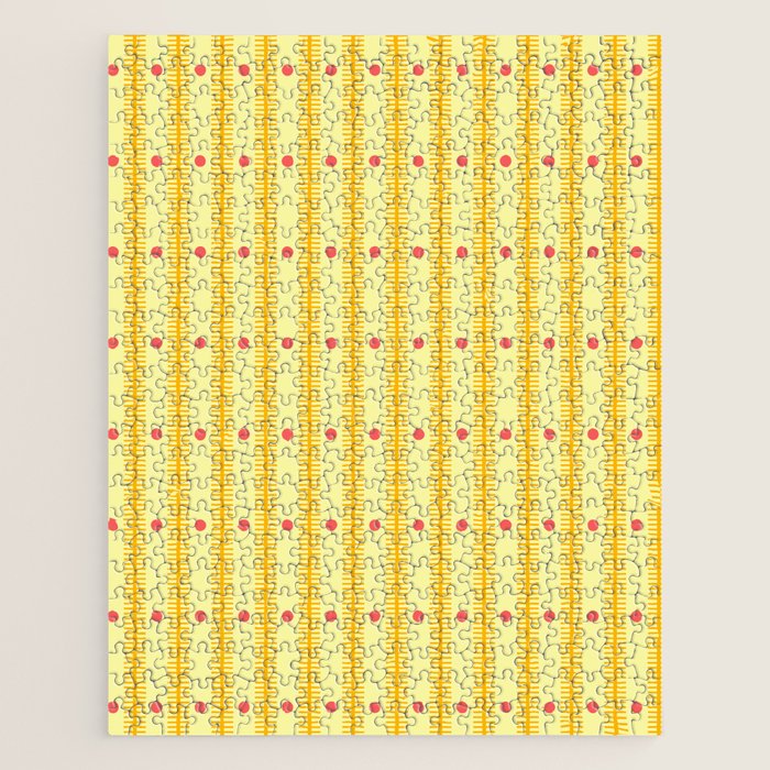 Stripes With Lines and Dots pattern yellow Jigsaw Puzzle Gallery Image 1