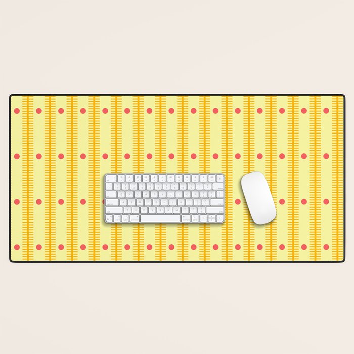 Stripes With Lines and Dots pattern yellow Desk Mat Gallery Image 1