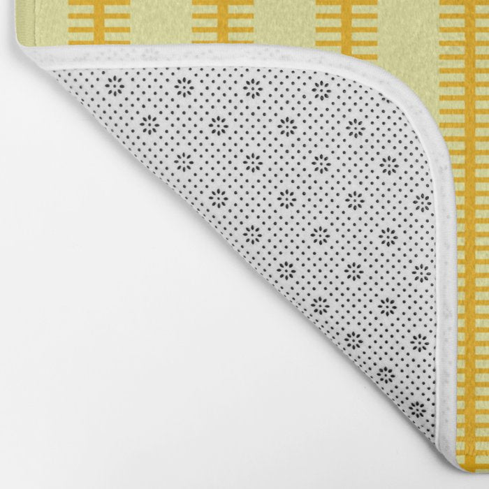 Stripes With Lines and Dots pattern yellow Bath Mat Gallery Image 2