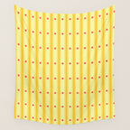 Stripes With Lines and Dots pattern yellow Wall Tapestry Gallery Image 4
