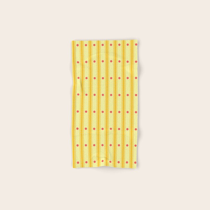 Stripes With Lines and Dots pattern yellow Bath Towel Gallery Image 1