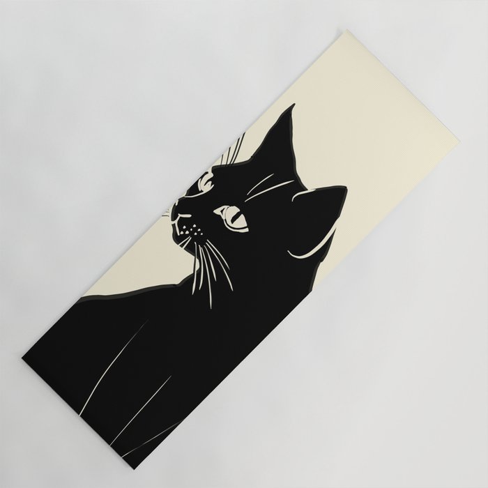 Minimalist Black Cat Yoga Mat Gallery Image 1