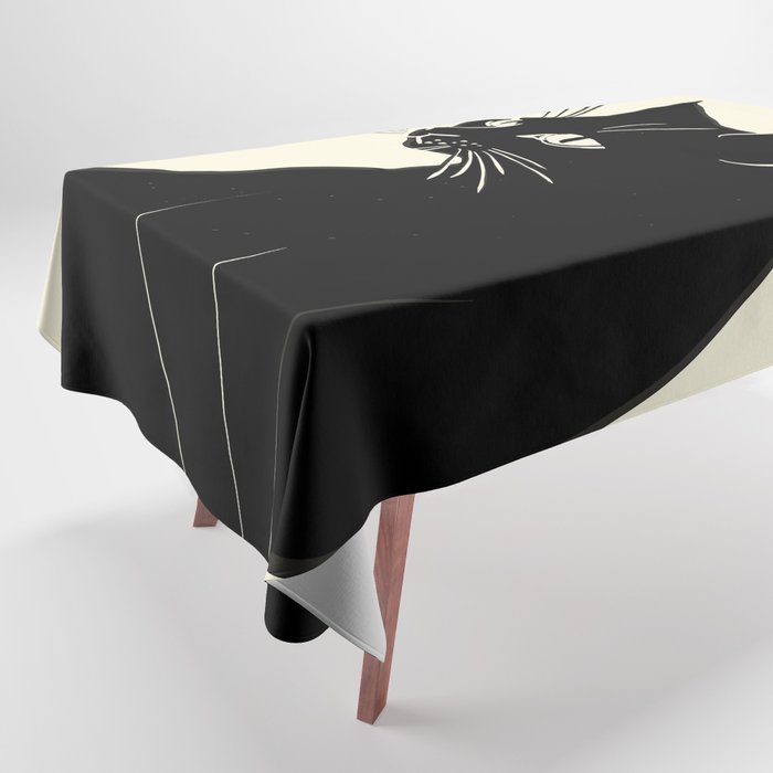 Minimalist Black Cat Tablecloth Gallery Image 1