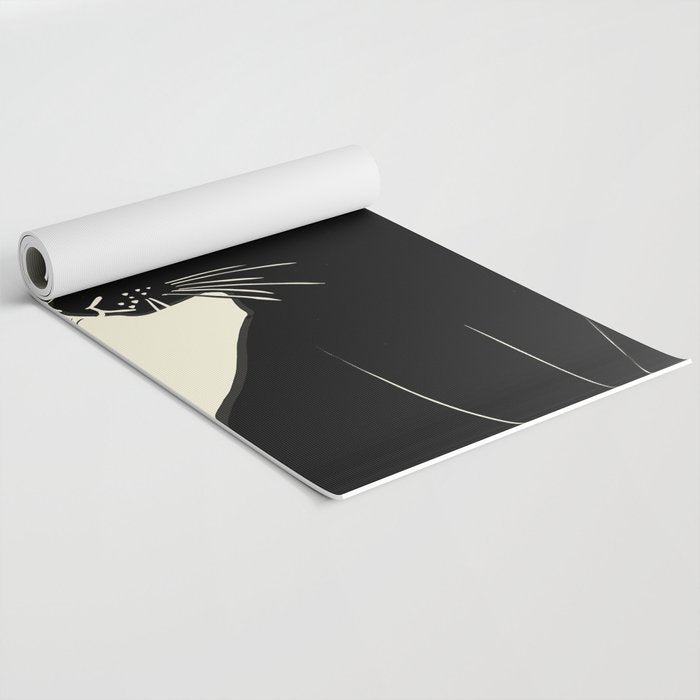 Minimalist Black Cat Yoga Mat Gallery Image 2